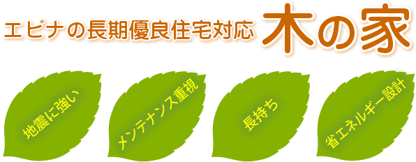 エビナの長期優良住宅対応木の家メリット・地震に強い・メンテナンス重視・長持ち・省エネルギー設計